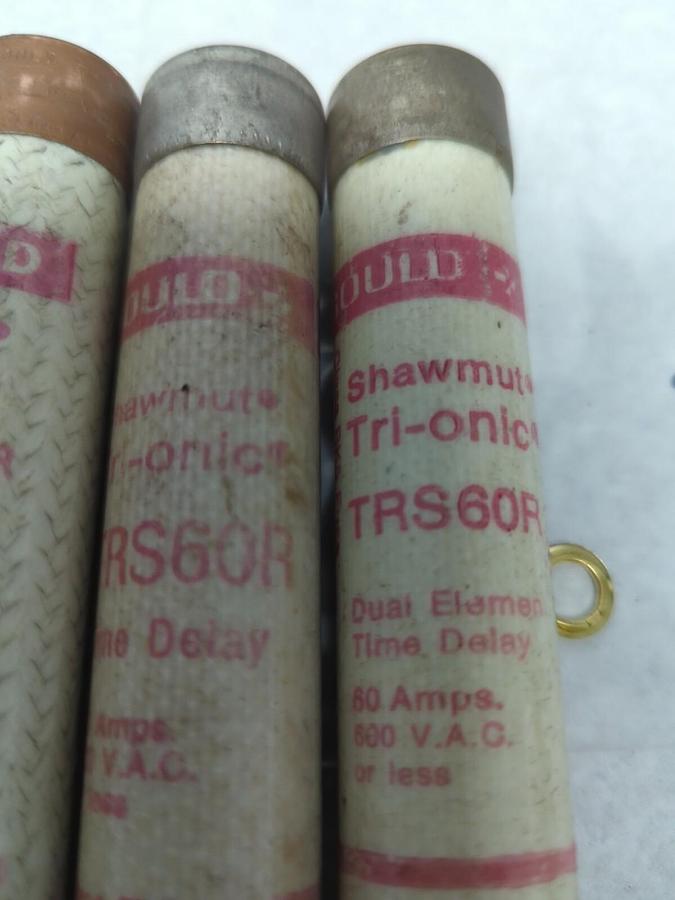 Used GOULD SHAWMUT,TRS60R,TRI-ONIC 60 AMP FUSE LOT OF 3 PRE-OWNED