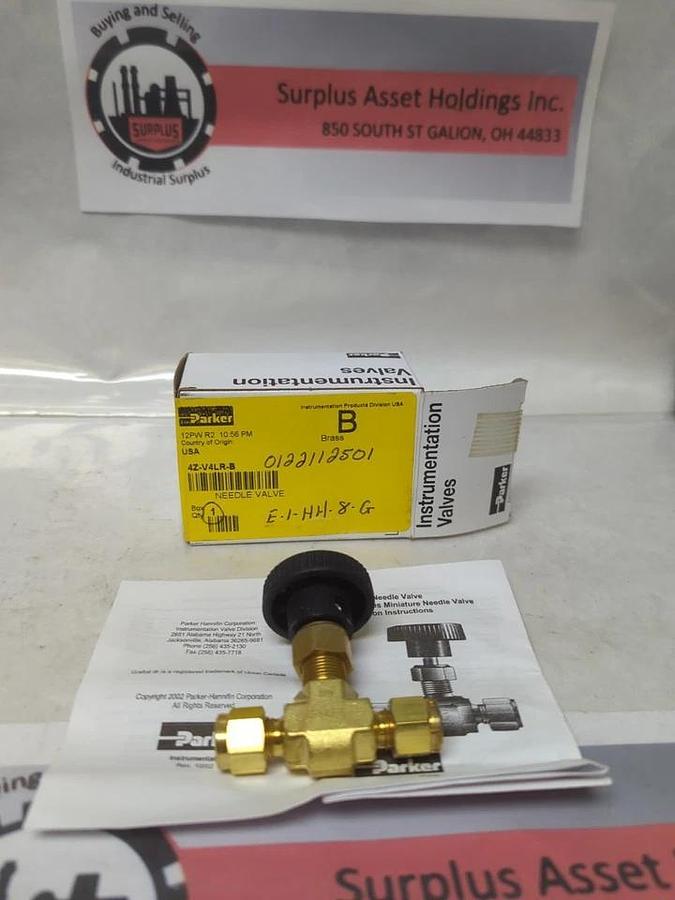 PARKER,4Z-V4LR-B,BRASS NEEDLE VALVE NOS