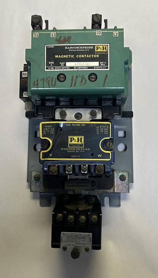 Used P&H,479U11D1,MAGNETIC CONTACTOR SIZE 2 50A 600V