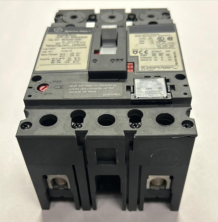 Used GENERAL ELECTRIC,SEDA24AT0030,CIRCUIT BREAKER 30A 480V 3P