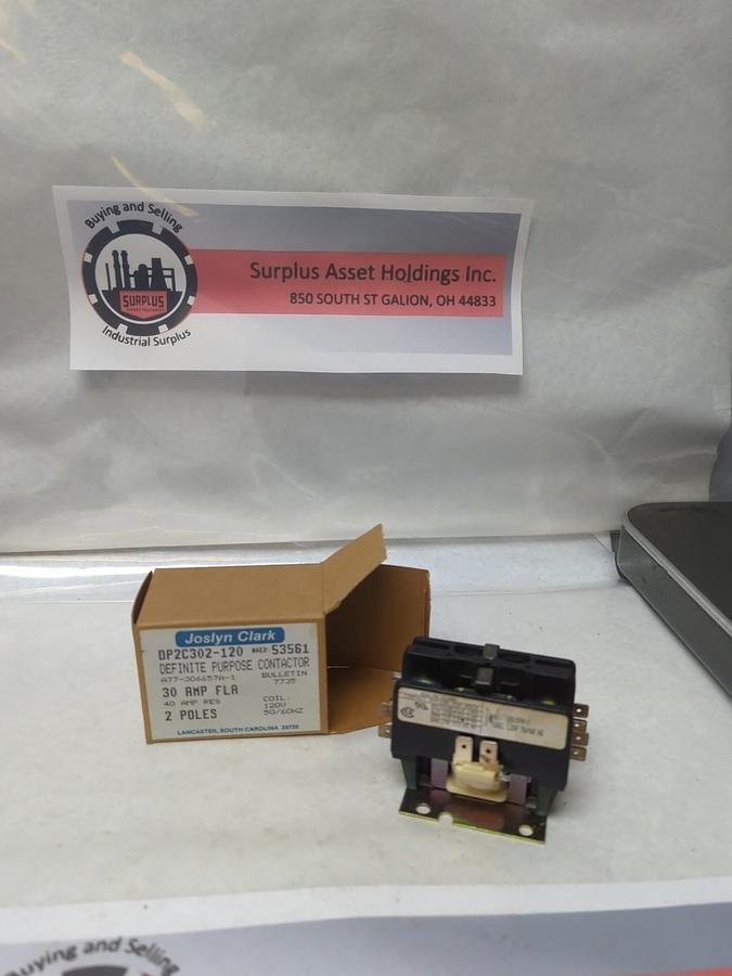 JOSLYN CLARK,DP2C302-120,DEFINITE PURPOSE CONTACTOR 30 AMP 2-POLE NOS