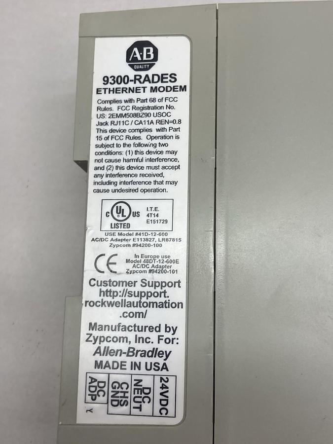 Used Allen Bradley,9300-RADES,Ethernet Modem