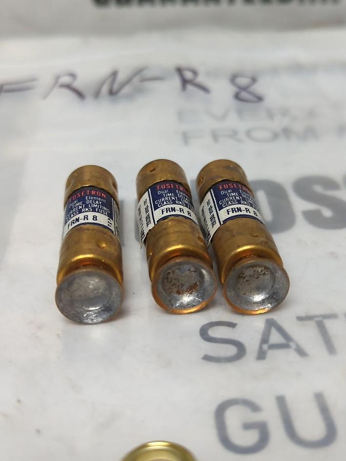 COOPER BUSSMANN,FRN-R-8,FUSETRON 8 AMP FUSE LOT OF 3 NOS