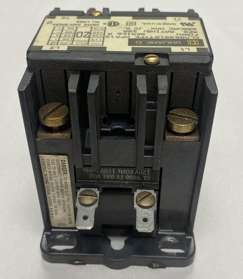 Used Square D,8910DPA1Z,Contactor 25A 600V