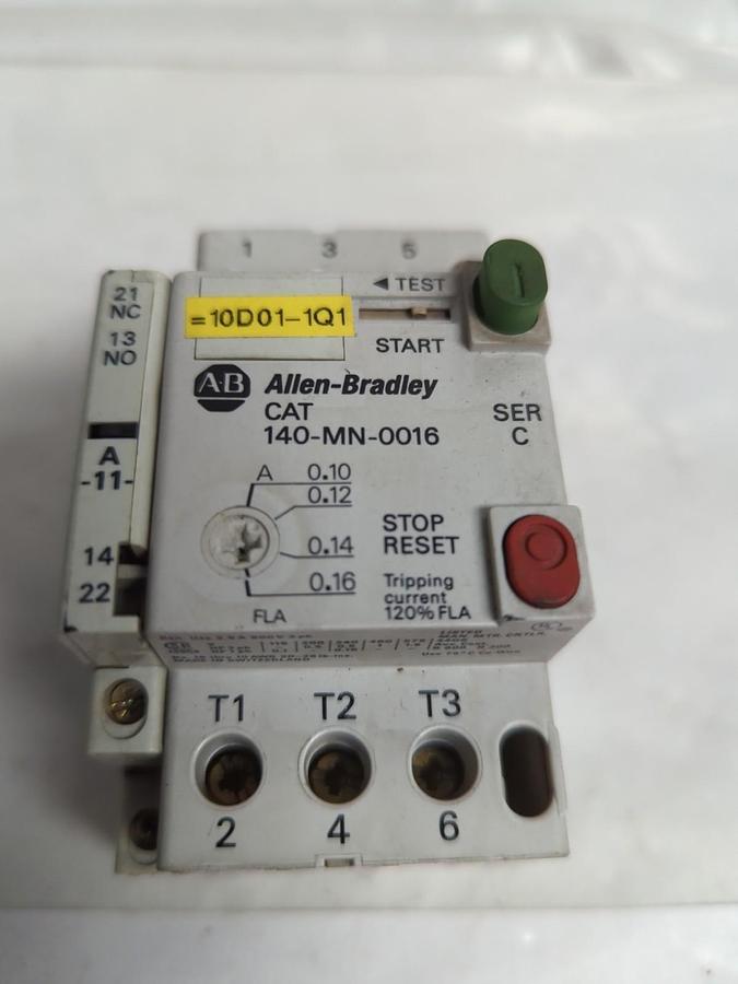 Used ALLEN BRADLEY,140-MN-0016,SERIES C MOTOR STARTER W/ 140-11 PROTECTOR PRE-OWNED