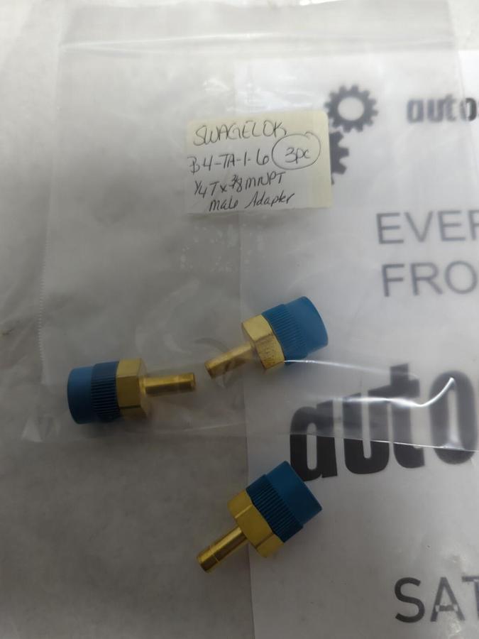 SWAGELOK,B-4-TA-1-6,1/4T X 3/8MNPT MALE ADAPTER LOT OF 3 NOS