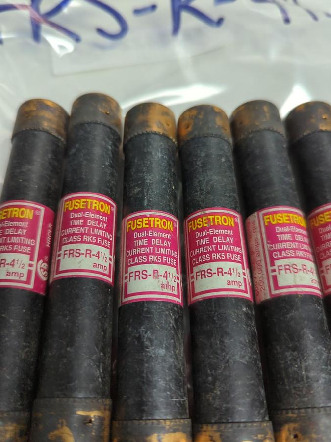 Used COOPER BUSSMANN,FRS-R-4-1/2,FUSETRON 4-1/2 AMP FUSE LOT OF 6 PRE-OWNED