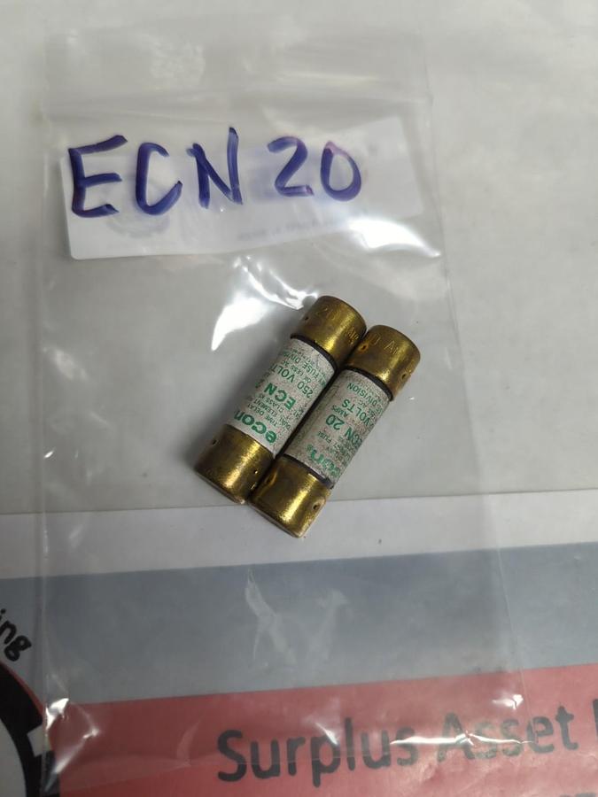 Used ECON,ECN-20,TIME-DELAY 20 AMP FUSE LOT OF 2 PRE-OWNED