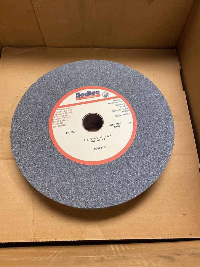 Radiac,A60-M5-V1,10x1-1/2x1-1-1/4 Bench Grinding Wheel A60-M5-V1 Box of 3 NOS