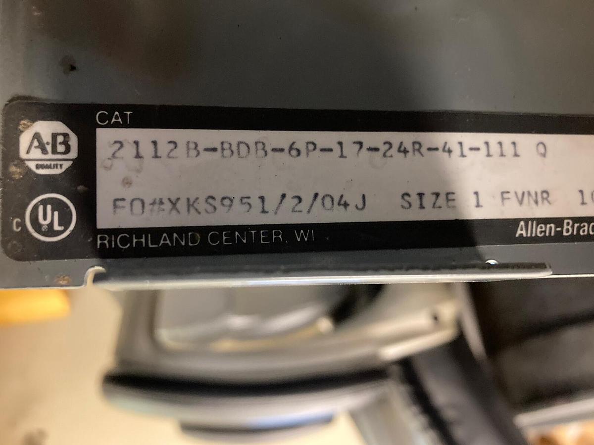 Used Allen-Bradley,2100 2112B,Size 1  Fused MCC 12 INCH Starter Feeder Bucket