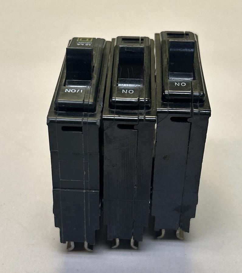 Used SQUARE D,QO115,CIRCUIT BREAKER 15A 120/240V 1P LOT OF 3