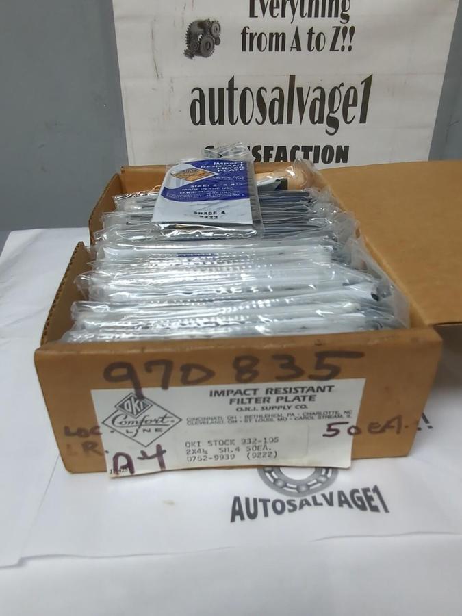 OKI COMFORT,932-105,IMPACT RESISTANT FILTER PLATE 2X4-1/4 IN SHADE 4 BOX OF 50