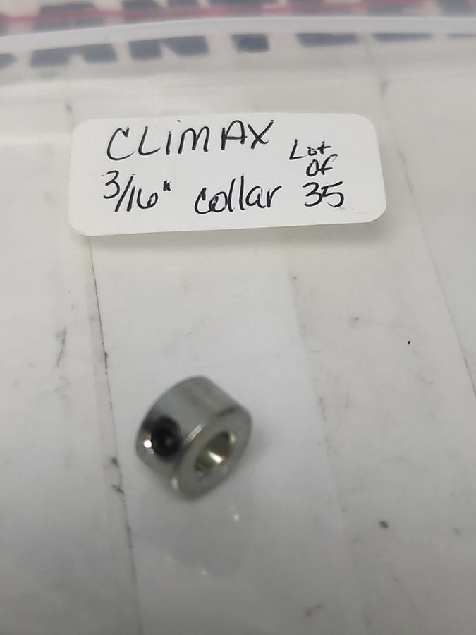 CLIMAX,3/16 INCH,BORE STEEL SET SCREW SHAFT COLLARS LOT OF 35 NOS