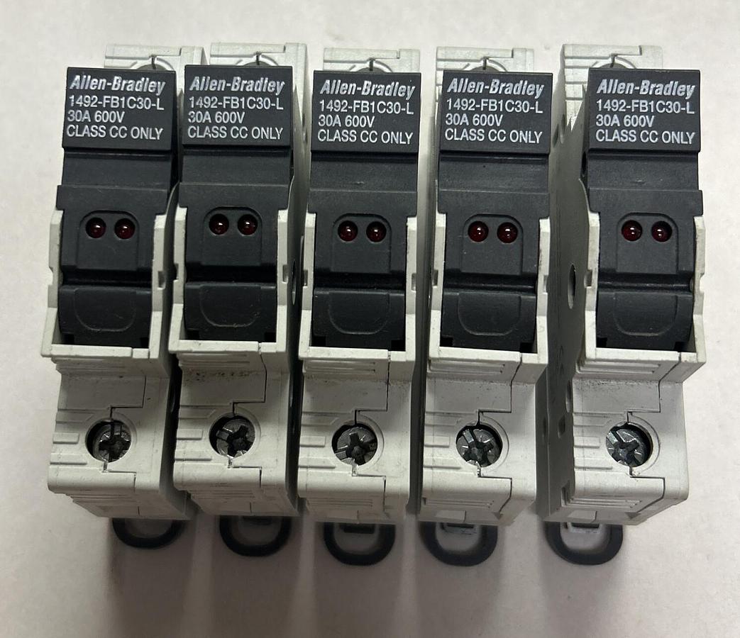 Used ALLEN BRADLEY,1492-FB1C30-L,FUSE HOLDER LOT OF 5