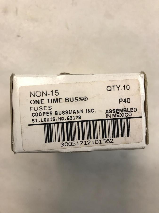 Used Cooper Bussmann,NON-15,Fuses Box of 10