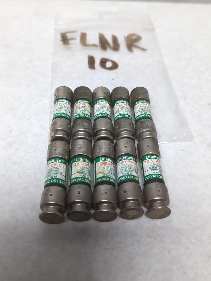 LITTELFUSE,FLNR-10,SLO-BLO 10 AMP FUSE LOT OF 10 NOS