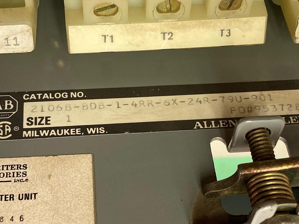 Used Allen-Bradley,2106B,Size 1 Fused MCC 20 Inch Reversing Starter Feeder Bucket