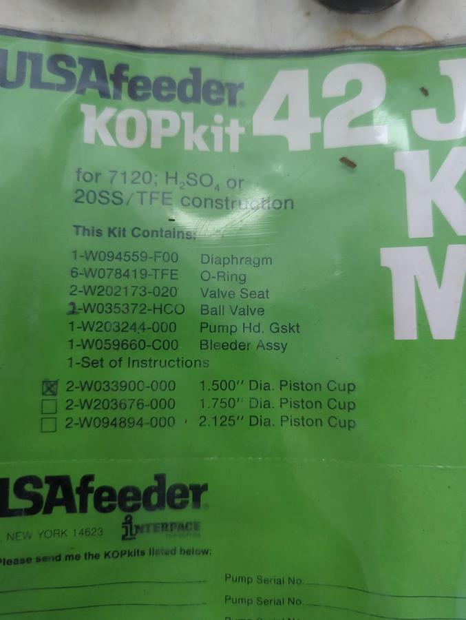 PULSAFEEDER,42 JKM,PULSA KOPkit REPAIR KIT 1-1/2 INCH NOS