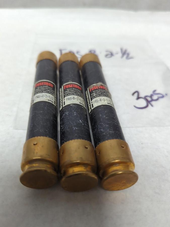 Used COOPER BUSSMANN,FRS-R-2-1/2,FUSETRON 2-1/2 AMP FUSE LOT OF 3 PRE-OWNED