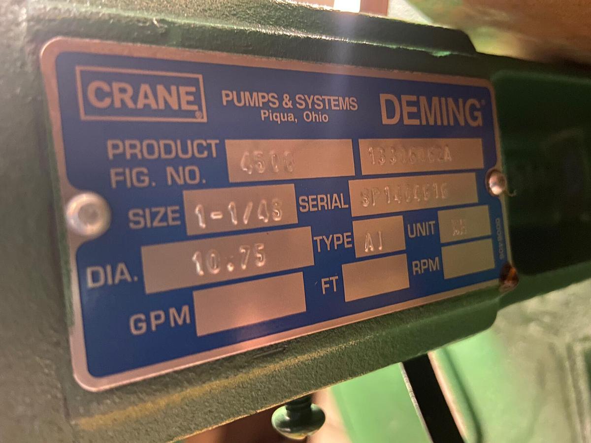 Used Deming,4508,Vertical Sump Pump 1-1/4S 13306062A Dia 10.75 1-1/2HP 1725RPM