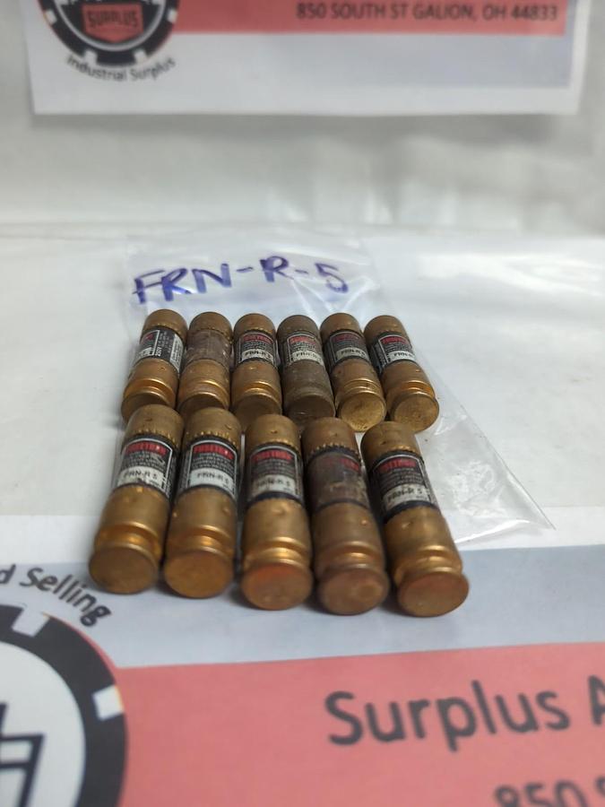 Used COOPER BUSSMANN,FRN-R-5,FUSETRON 5 AMP FUSE LOT OF 11 PRE-OWNED