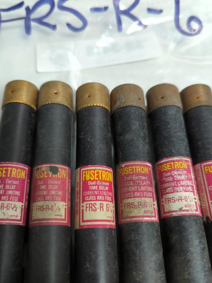 Used COOPER BUSSMANN,FRS-R-6-1/4,FUSETRON 6-1/4 AMP FUSE LOT OF 6 PRE-OWNED