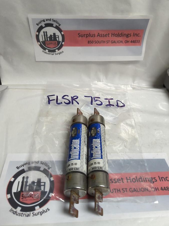 Used LITTELFUSE,FLSR75,INDICATOR 75 AMP FUSE LOT OF 2 PRE-OWNED