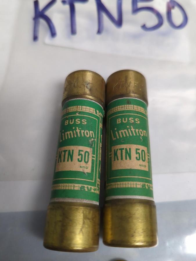 Used COOPER BUSSMANN,KTN-50,LIMITRON 50 AMP FUSE LOT OF 2 PRE-OWNED