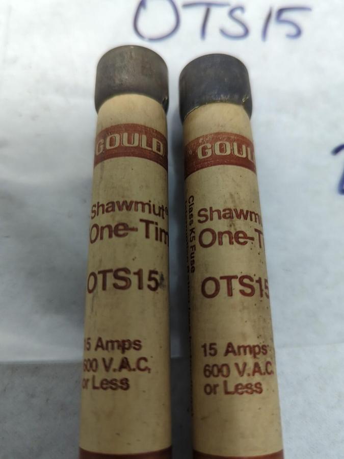 Used GOULD SHAWMUT,OTS15,ONE-TIME 15 AMP FUSE LOT OF 2 PRE-OWNED