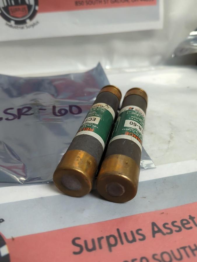 Used RELIANCE,ECSR-60,TIME-DELAY 60 AMP FUSE LOT OF 2 PRE-OWNED