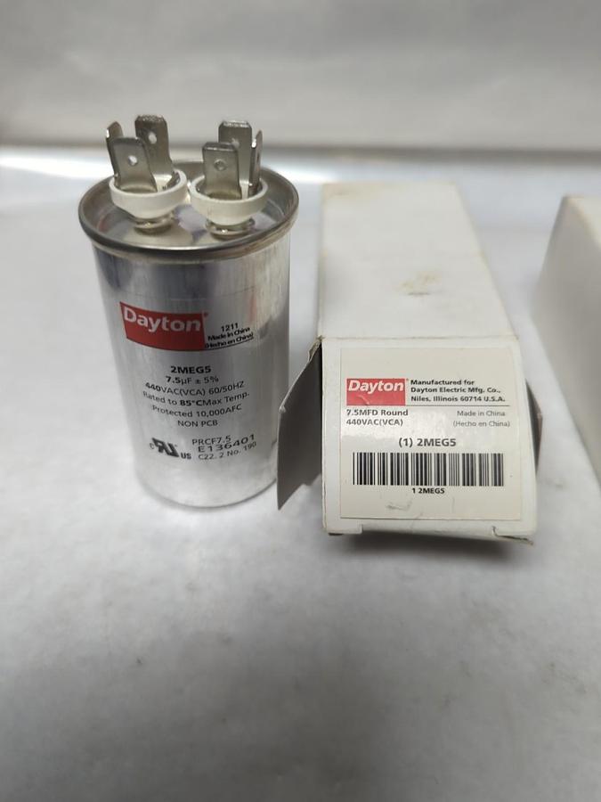 DAYTON,2MEG5,CAPACITOR 7.5 MFD ROUND LOT OF 2 NOS