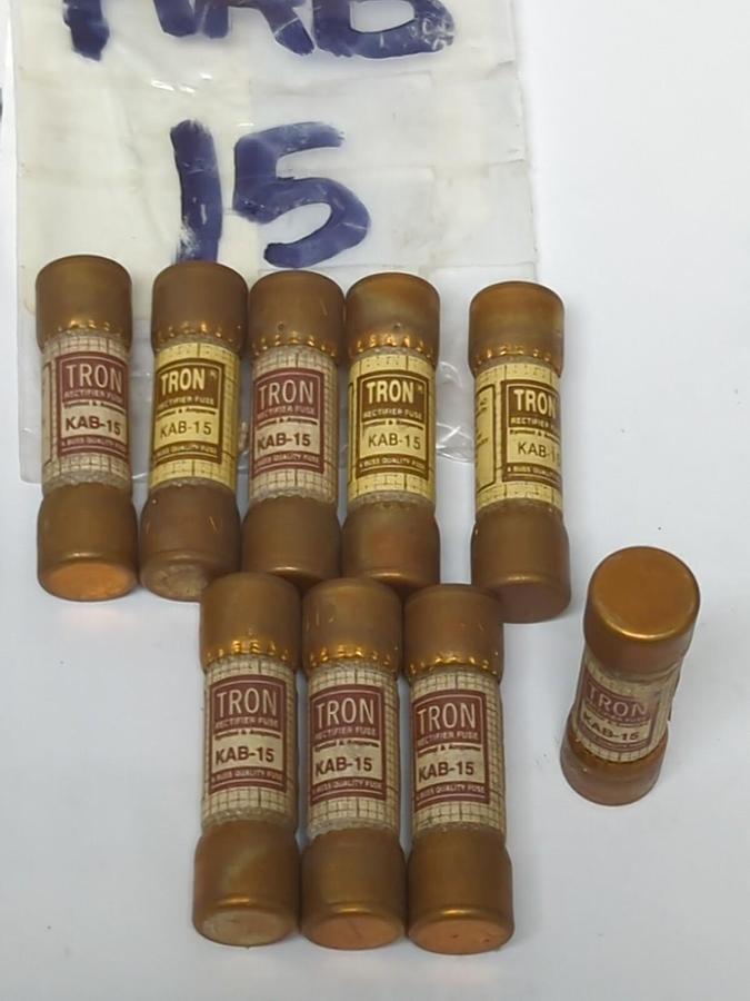 COOPER BUSSMANN,KAB-15,TRON 15 AMP FUSES LOT OF 9 NOS