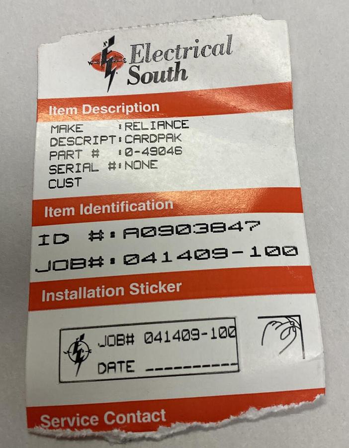 Used RELIANCE,0-49046,CARDPAK AMPLIFIER MODULE REFURBISHED