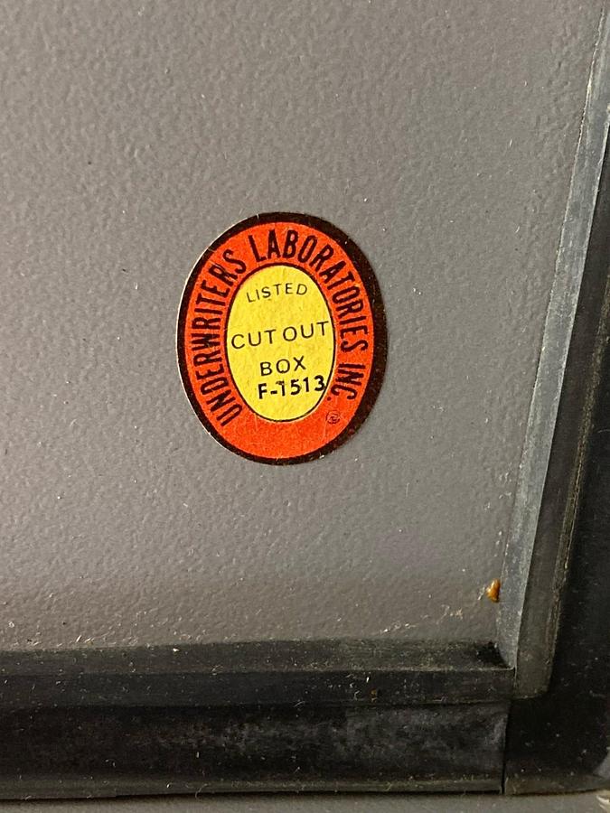 Used Underwriters Laboratories,F-4314,Cutout Box 120V 60HZ