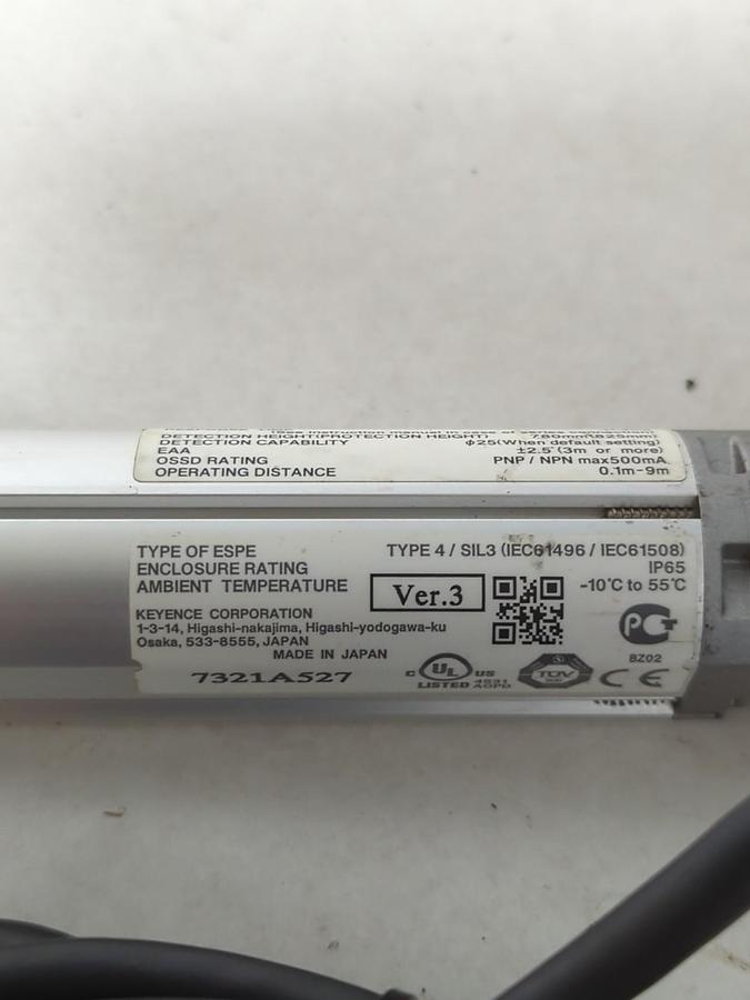 Used KEYENCE,SL-V40H-R,LIGHT CURTAIN RECIEIVER 24VDC 84mA CLASS 2 PRE-OWNED