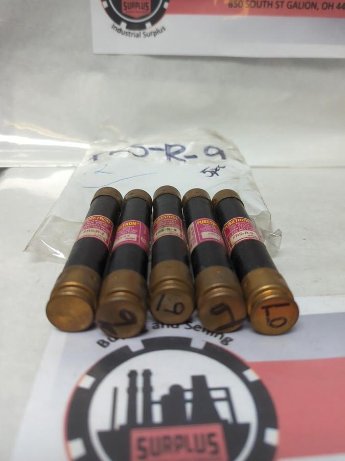 Used COOPER BUSSMAN,FRS-R-9,FUSETRON 9 AMP FUSE LOT OF 5 PRE-OWNED