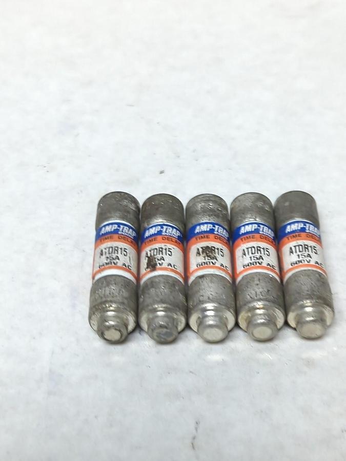 Used FERRAZ SHAWMUT,ATDR15,AMP-TRAP 15 ANP FUSE LOT OF 5 PRE-OWNED