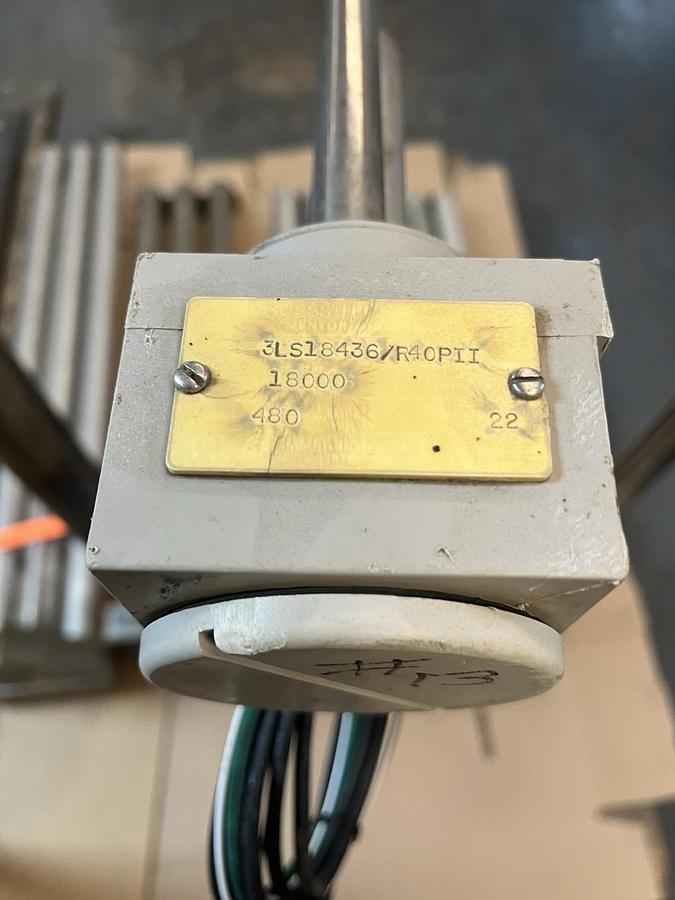 Used PROCESS TECHNOLOGY,3LS18436-R40PII,3 ELEMENT SS 18kW 480V IMMERSION HEATER 36x40