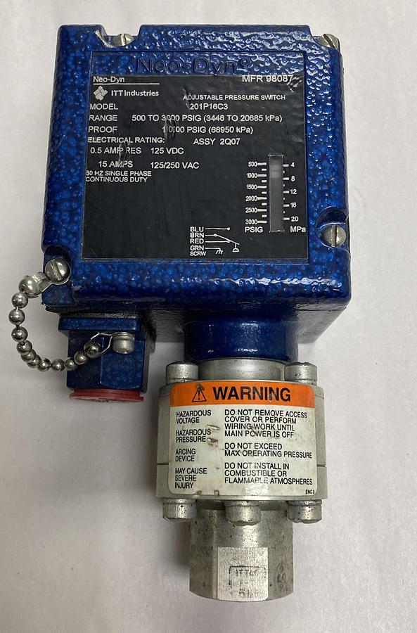 Neo-Dyn,MFR 96087,Adjustable Pressure Switch NOS