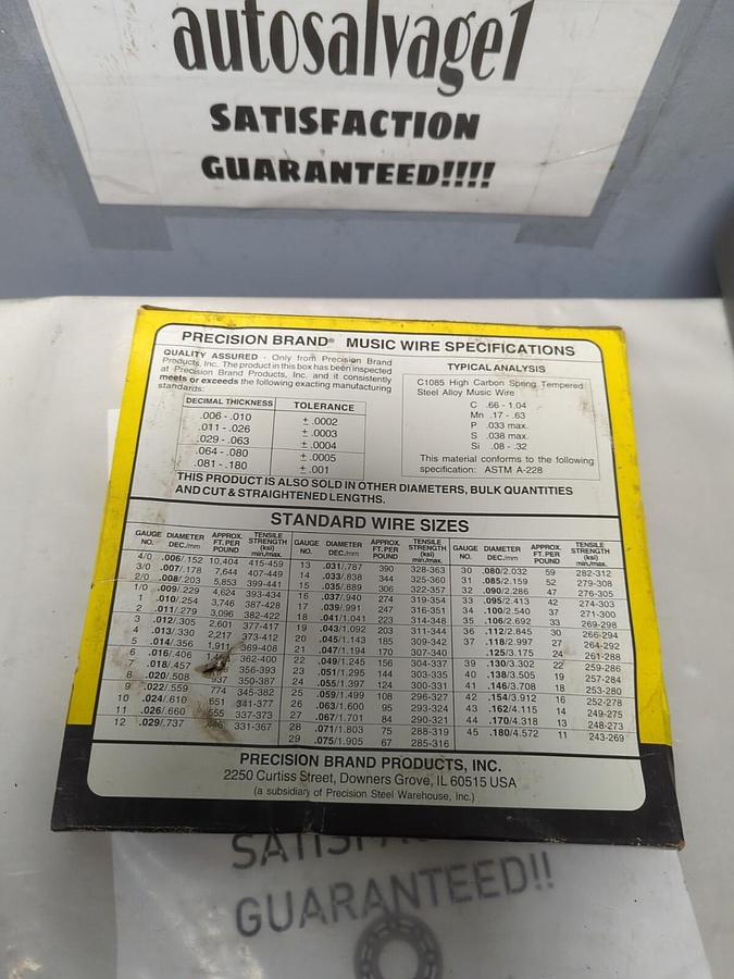 PRECISION BRAND,21080,MUSIC WIRE .080 (2.032MM) NOS