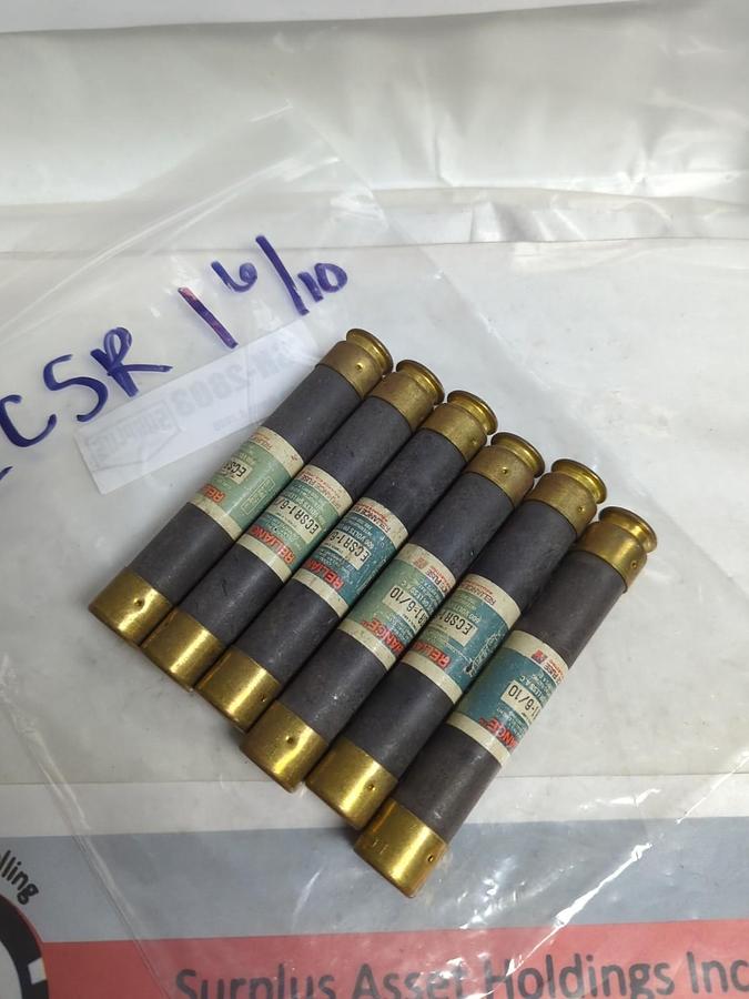 Used RELIANCE,ECSR-1-6/10,TIME DELAY 1-6/10 AMP FUSE LOT OF 6 PRE-OWNED