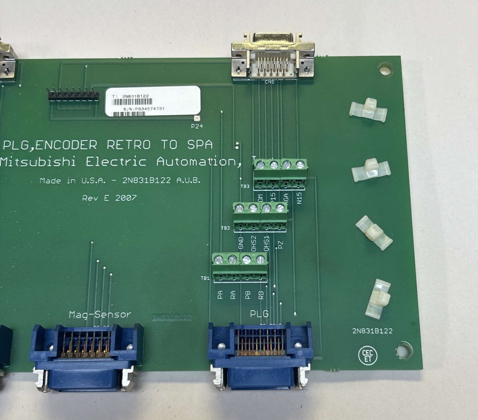 Used MITSUBISHI,2N831B122,PLG ENCODER RETRO SPA CIRCUIT BOARD