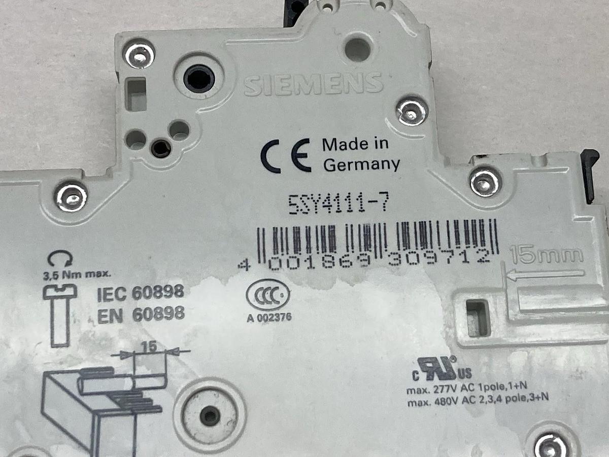 Used Siemens,5SY4111-7,Miniature Circuit Breaker 230/400V 10kA LOT of 10