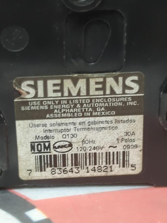Used SIEMENS,Q130,CIRCUIT BREAKER 30 AMP 1-POLE LOT OF 9 PRE-OWNED