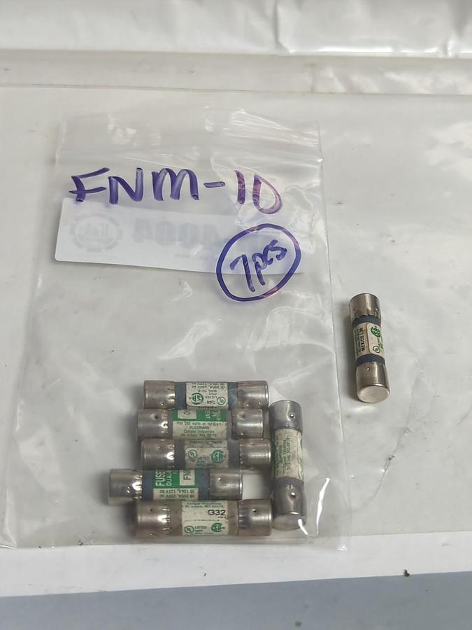 Used COOPER BUSSMANN,FNM-10,FUSETRON 10 AMP FUSE LOT OF 7 PRE-OWNED