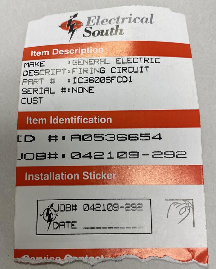 Used GENERAL ELECTRIC,IC3600SFCD1,FIRING CIRCUIT PC BOARD REFURBISHED