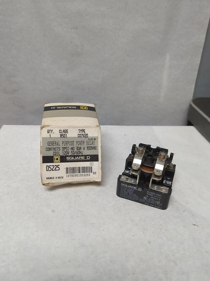 SQUARE D,05225,GEN PURPOSE POR RELAY SER B 30A 300VAC CLASS 8501 TYPE C07V20 NOS