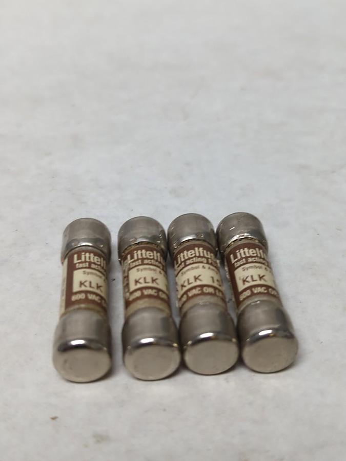 LITTELFUSE,KLK 15,FAST ACTING 15 AMPFUSE LOT OF 4 NOS