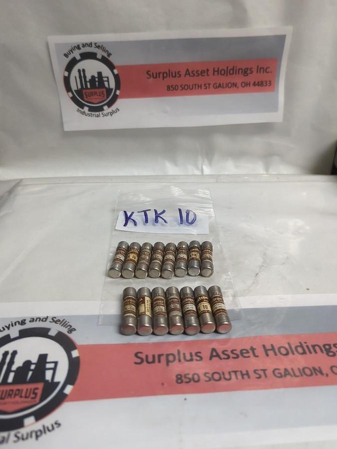 Used COOPER BUSSMANN,KTK-10,LIMITRON 10 AMP FUSE LOT OF 15 PRE-OWNED