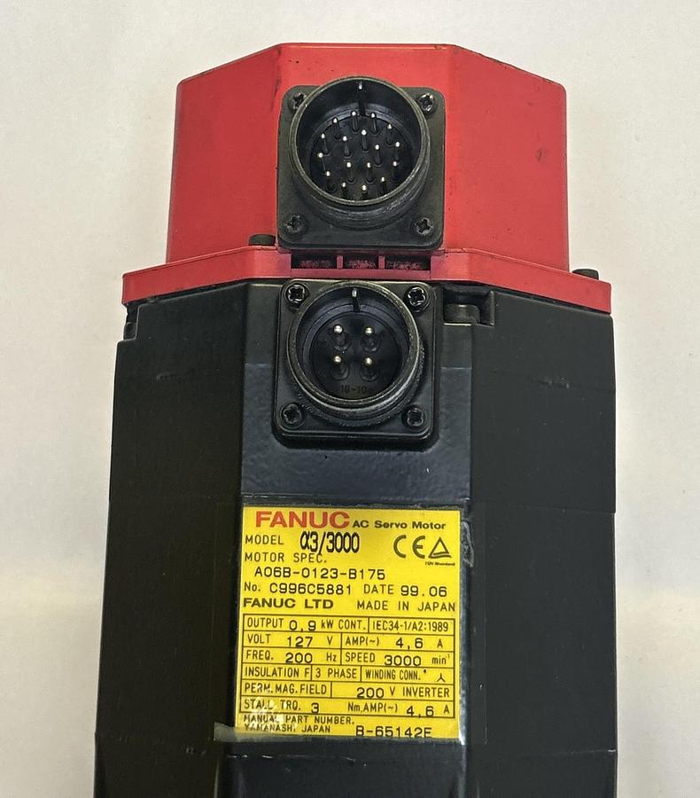 Used FANUC,A06B-0123-B175,AC SERVO MOTOR 3000RPM 4.6AMP 127V